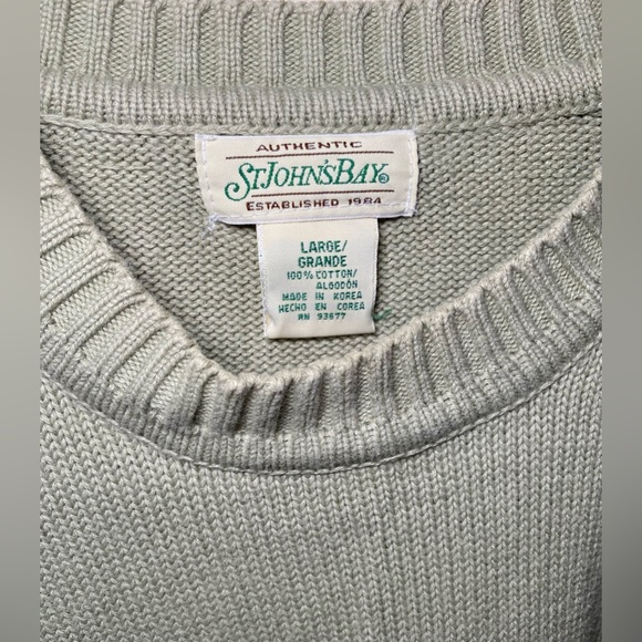 Vintage St. John's Bay‎ Cotton Knit Sweater Top Women's Green Sage 80s L - Picture 2 of 4